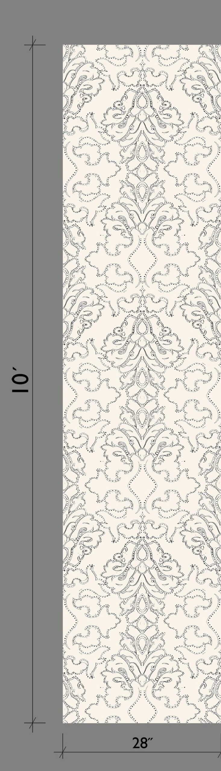 Western Damask© Wallpaper In Black + Cremé 2 Western Damask© Wallpaper In Black + Cremé - Image 2