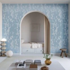 Tumbleweed© Wallpaper In Cornflower -Drop It Modern Sales Thumbleweed Cornflower Final