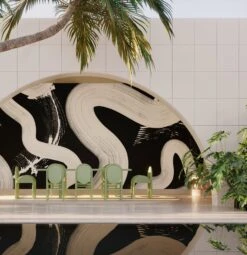 Untamed© Mural Wallpaper In Charcoal -Drop It Modern Sales Untamed Charcoal rendering 2