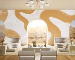 Untamed© Mural Wallpaper In Husk -Drop It Modern Sales Untamed Husk rendering