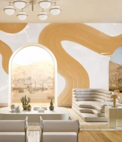 Untamed© Mural Wallpaper In Husk -Drop It Modern Sales Untamed Husk rendering 2