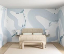 Untamed© Mural Wallpaper In Pale Blue -Drop It Modern Sales Untamed Pale Blue rendering