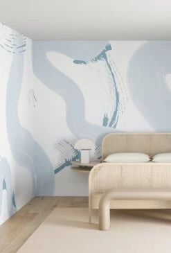 Untamed© Mural Wallpaper In Pale Blue -Drop It Modern Sales Untamed Pale Blue rendering 3
