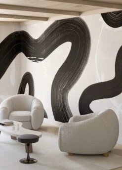 Untamed© Mural Wallpaper In Pebble -Drop It Modern Sales Untamed Pebble rendering 2