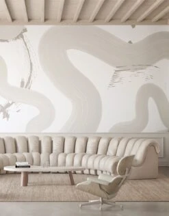 Untamed© Mural Wallpaper In Soft Grey -Drop It Modern Sales Untamed Softgrey rendering 2