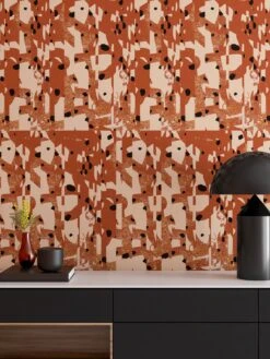 Wanderlust© Wallpaper In Rust -Drop It Modern Sales Wanderlust Rust Final