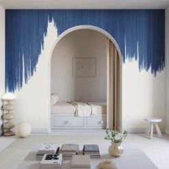 Wavelength© Mural Wallpaper In Navy -Drop It Modern Sales Wavelenght Navy rendering