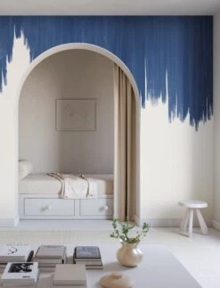 Wavelength© Mural Wallpaper In Navy -Drop It Modern Sales Wavelenght Navy rendering 2