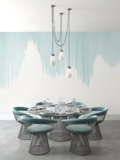 Wavelength© Mural Wallpaper In Aqua 9 Wavelength© Mural Wallpaper In Aqua -Drop It Modern Sales Wavelength Aqua rendering