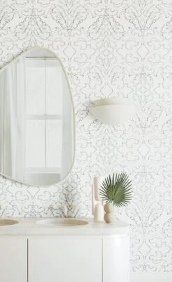 Western Damask© Wallpaper In Alabaster 11 Western Damask© Wallpaper In Alabaster -Drop It Modern Sales WesternDamask Alabaster FinalCROP