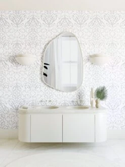 Western Damask© Wallpaper In Black + White -Drop It Modern Sales WesternDamask Black White Final
