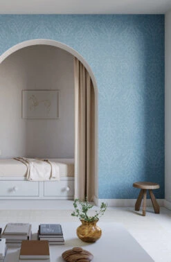 Western Damask© Wallpaper In Cornflower -Drop It Modern Sales WesternDamask CornflowerCROP