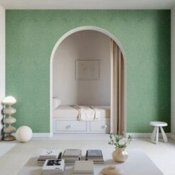 Western Damask© Wallpaper In Aloe -Drop It Modern Sales Westerndamaskmural Aloe Final