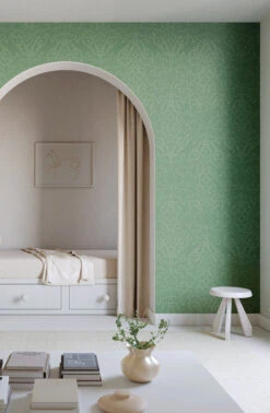 Western Damask© Wallpaper In Aloe -Drop It Modern Sales Westerndamaskmural Aloe FinalCROP