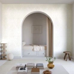 Western Damask© Wallpaper In Sand -Drop It Modern Sales Westerndamaskmural Sand Final