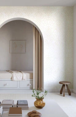 Western Damask© Wallpaper In Sand -Drop It Modern Sales Westerndamaskmural Sand FinalCROP