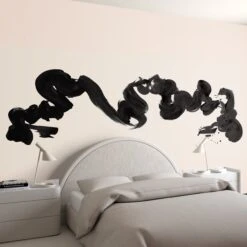 Abstract Art© Mural Wallpaper In Smoke -Drop It Modern Sales abstractartsmoke rendering 02