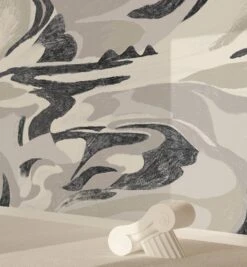 American Landscape© Mural Wallpaper In Black + Creme -Drop It Modern Sales american landscape black creme renderingcrop