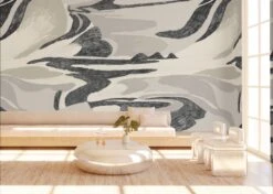 American Landscape© Mural Wallpaper In Black + Creme -Drop It Modern Sales american landscape black render 03