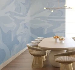 American Landscape© Mural Wallpaper In French Blue -Drop It Modern Sales american landscape blue render 02