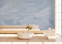 American Landscape© Mural Wallpaper In French Blue -Drop It Modern Sales american landscape blue render 04