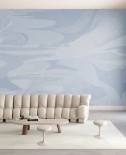 American Landscape© Mural Wallpaper In French Blue -Drop It Modern Sales american landscape blue render 06