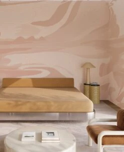 American Landscape© Mural Wallpaper In Terracotta -Drop It Modern Sales american landscape terracotta render 05 crop