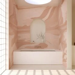 American Landscape© Mural Wallpaper In Terracotta -Drop It Modern Sales american landscape terracotta rendering