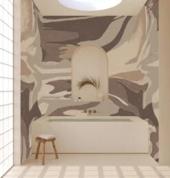 American Landscape© Mural Wallpaper In Topaz -Drop It Modern Sales american landscape topaz render 01