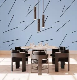 Bang Dem Sticks© Wallpaper In Blue -Drop It Modern Sales bangdemsticksbluerender 02