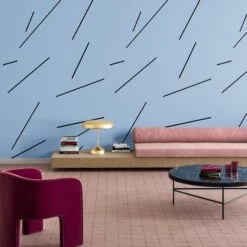 Bang Dem Sticks© Wallpaper In Blue -Drop It Modern Sales bangdemsticksbluerender03