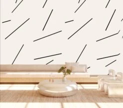 Bang Dem Sticks© Wallpaper In Black + Creme -Drop It Modern Sales bangdemstickscreme19