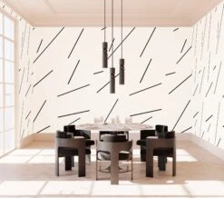 Bang Dem Sticks© Wallpaper In Black + Creme -Drop It Modern Sales bangdemstickscremerender04