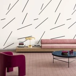 Bang Dem Sticks© Wallpaper In Black + Creme -Drop It Modern Sales bangdemstickscremerender05