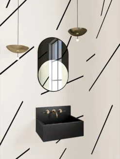 Bang Dem Sticks© Wallpaper In Black + Creme -Drop It Modern Sales bangdemstickscremerender15