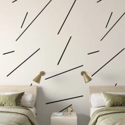 Bang Dem Sticks© Wallpaper In Black + Creme -Drop It Modern Sales bangdemstickscremerender17