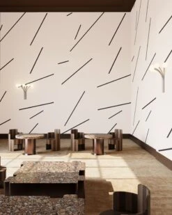 Bang Dem Sticks© Wallpaper In Black + Creme -Drop It Modern Sales bangdemstickscremerendering22