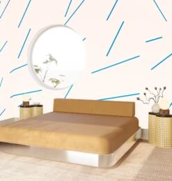 Bang Dem Sticks© Wallpaper In Electric Blue -Drop It Modern Sales bangdemstickselectricbluerender05