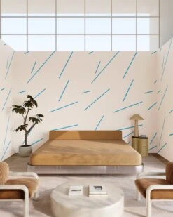 Bang Dem Sticks© Wallpaper In Electric Blue -Drop It Modern Sales bangdemstickselectricbluerender07