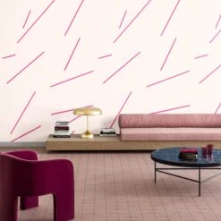 Bang Dem Sticks© Wallpaper In Fuchsia -Drop It Modern Sales bangdemsticksfuchsiarender 07