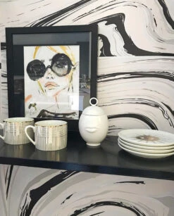 Crystalline© Wallpaper In Blush + Black + Grey -Drop It Modern Sales bluch black33