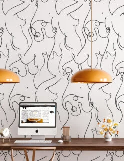 Bosom© Wallpaper In Black + White -Drop It Modern Sales bosom black white cropweb