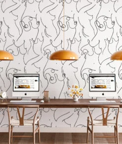 Bosom© Wallpaper In Black + White -Drop It Modern Sales bosom black whiteweb