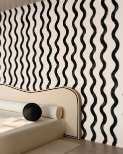 Cassette© Wallpaper In Black + Cremé -Drop It Modern Sales cassette black creme crop a