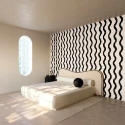 Cassette© Wallpaper In Black + Cremé -Drop It Modern Sales cassette black creme rendering