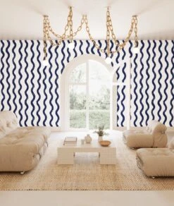 Cassette© Wallpaper In Navy -Drop It Modern Sales cassette navy rendering