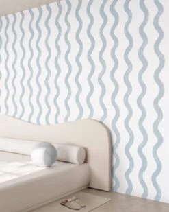 Cassette© Wallpaper In Pale Blue -Drop It Modern Sales cassette paleblue crop a