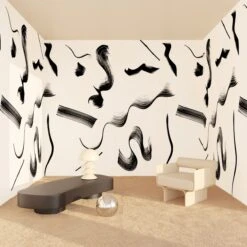 Cavatelli© Wallpaper In Black + Creme -Drop It Modern Sales cavatelli nude rendering
