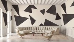 Terrazzo© Wallpaper In Creme + Charcoal -Drop It Modern Sales charcoalcreme