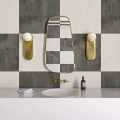 Checkmate© Wallpaper In Black + Creme -Drop It Modern Sales checkmate black creme rendering